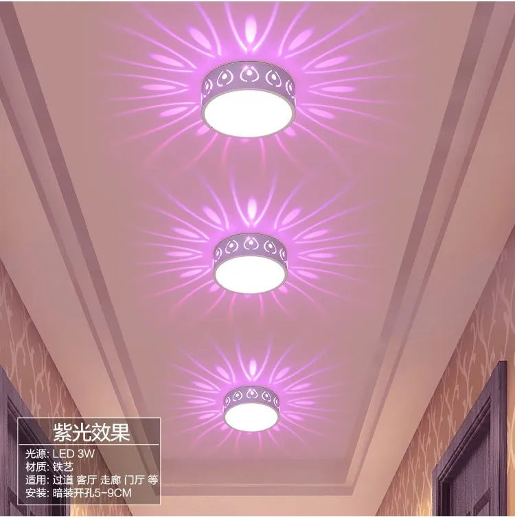 Modern 15cm LED ceiling light with 3W warm light, plastic and alloy construction, concealed installation