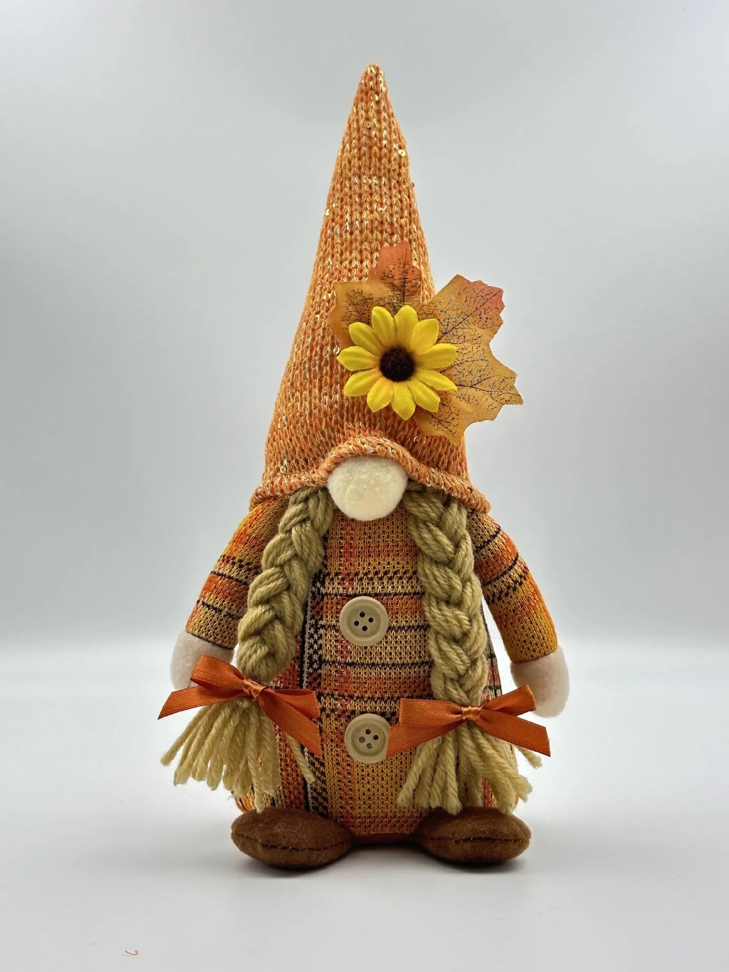 Harvest festival autumn pumpkin faceless doll in braid style for Thanksgiving indoor outdoor decoration