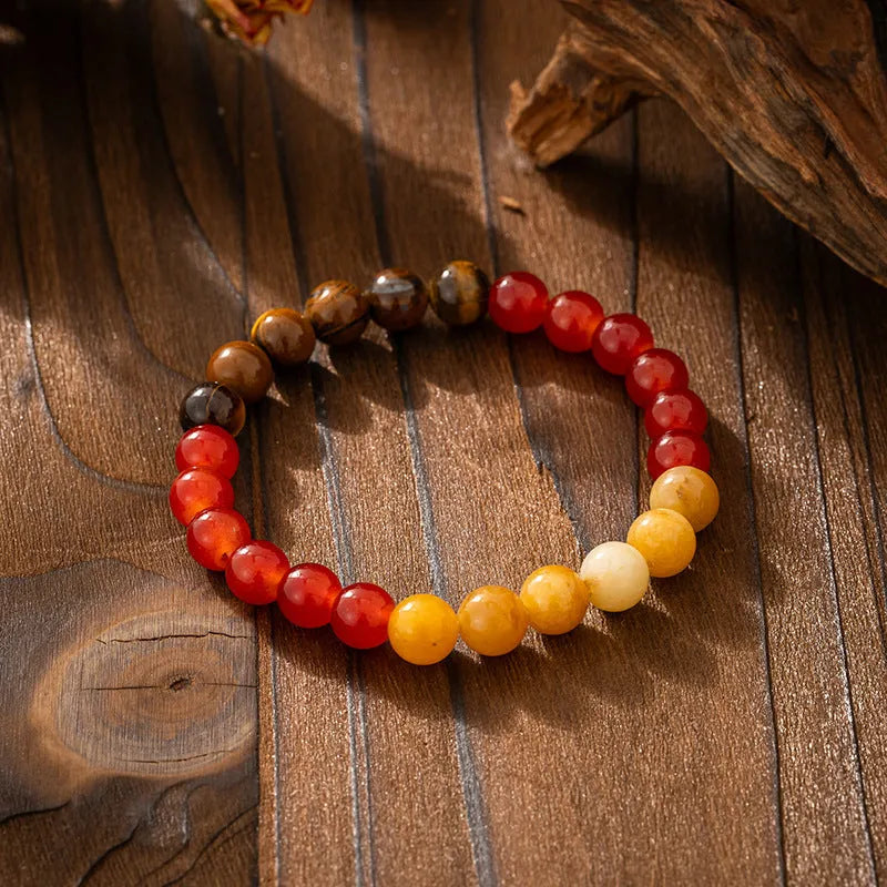 Vintage tassel bohemian style long necklace with geometric stone beads and matching bracelet