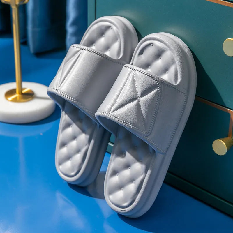 EVA bathroom slippers in five colours with thick non-slip soles for indoor use
