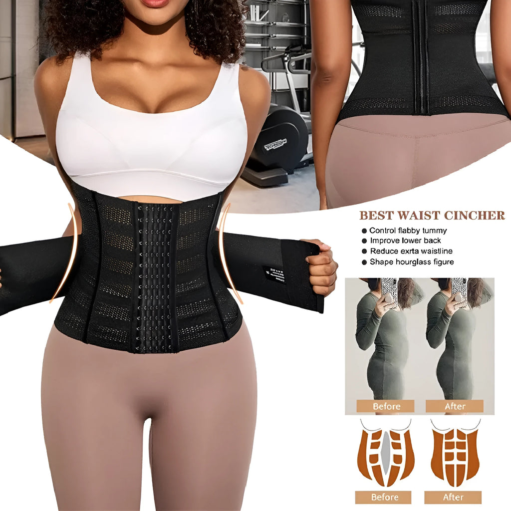 Upgraded belly band in black with double-layer reinforcement and drawstring, 27cm length, nylon fabric