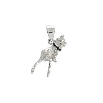 925 sterling silver cat pendant necklace with electroplated finish on clavicle-length chain