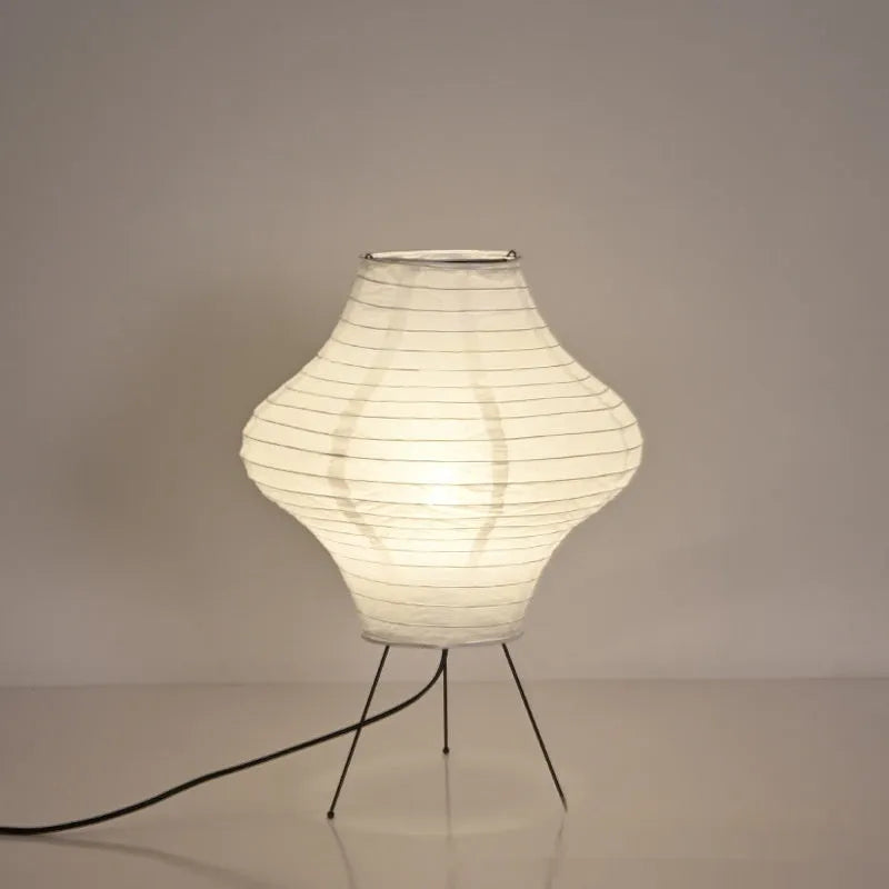 Japanese style table lamp with xuan paper shade and tricolour lighting, 45cm height