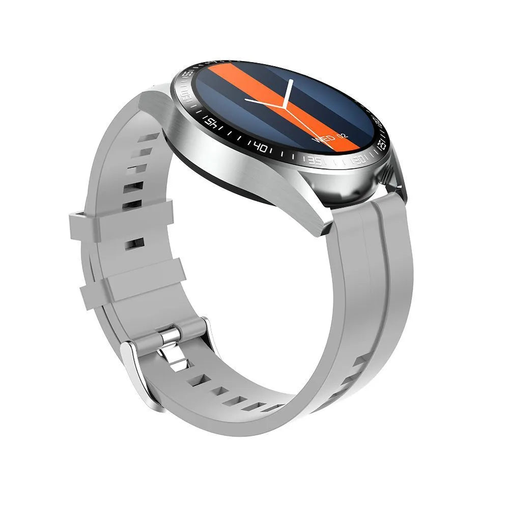 GS3 Max smartwatch with black silicone wristband showing touch screen display with health metrics