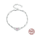 Women's sweet style 925 sterling silver bracelet with a small heart pendant on an adjustable chain.