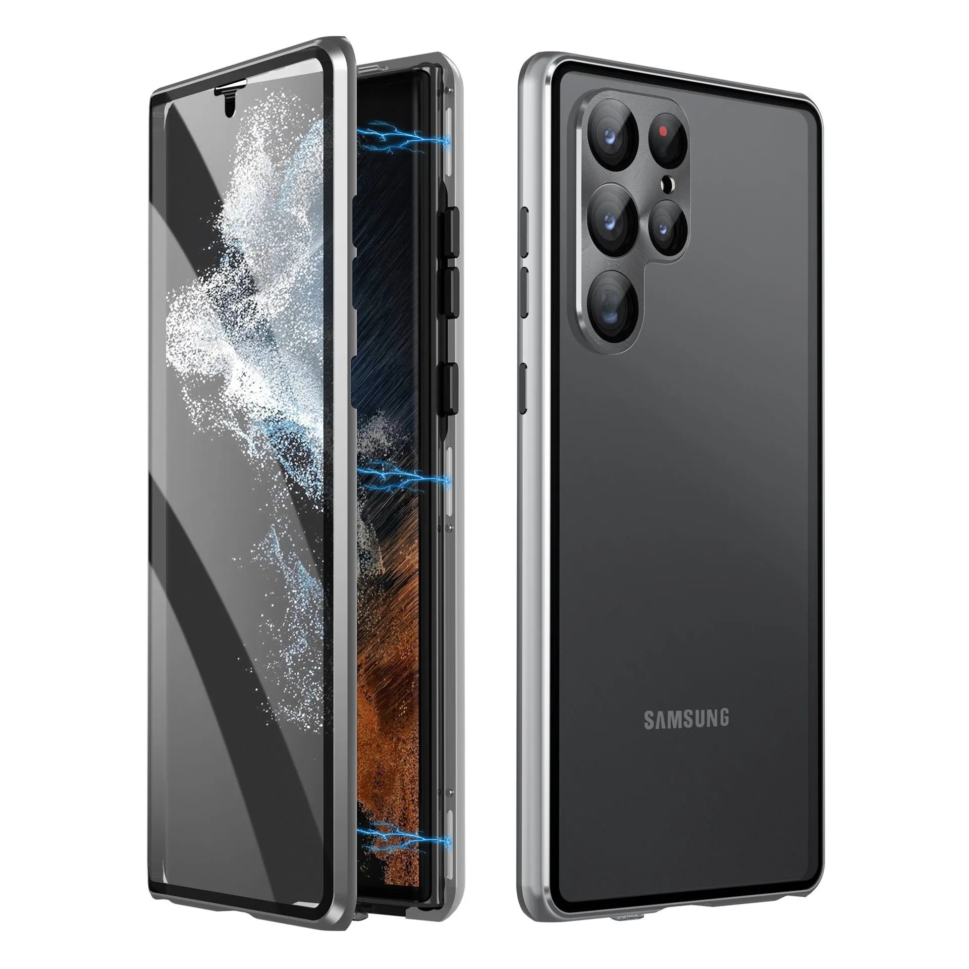 Metal magnetic phone case with mirror for Samsung Galaxy S24 Ultra in multiple colours