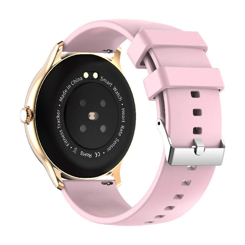 Smart Bluetooth sports watch with circular display showing health metrics on silicone wristband