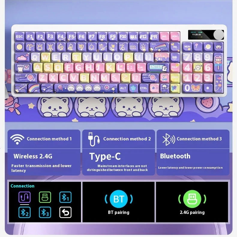 Black mechanical keyboard with RGB backlight showing full key layout and compact 397mm design