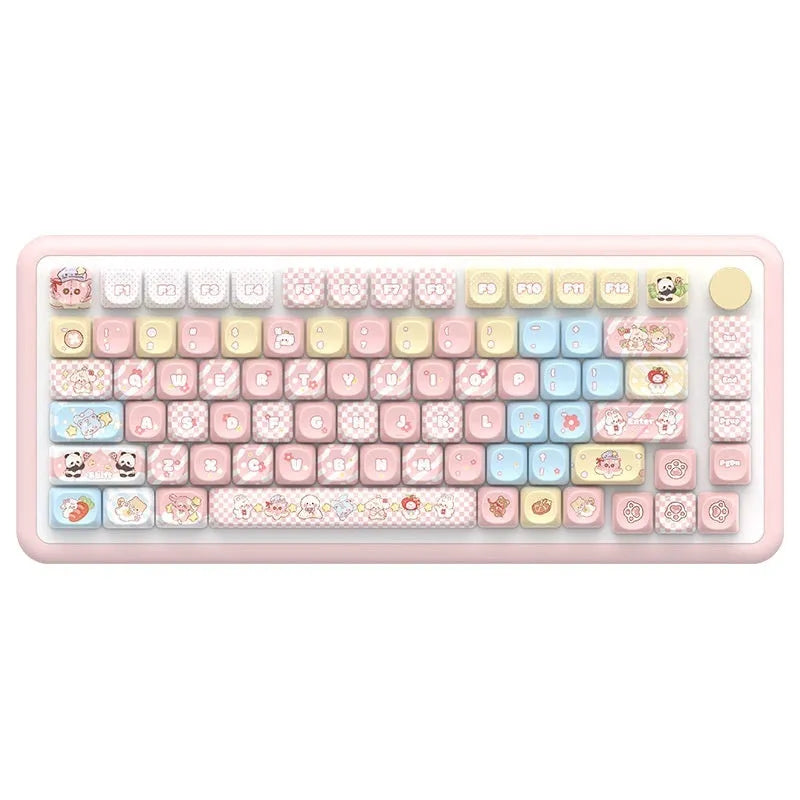 Doll theme sublimation printed PBT key cap set for mechanical keyboards in box.