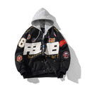 Black blue red American motorcycle baseball uniform with hooded detachable cotton padded options