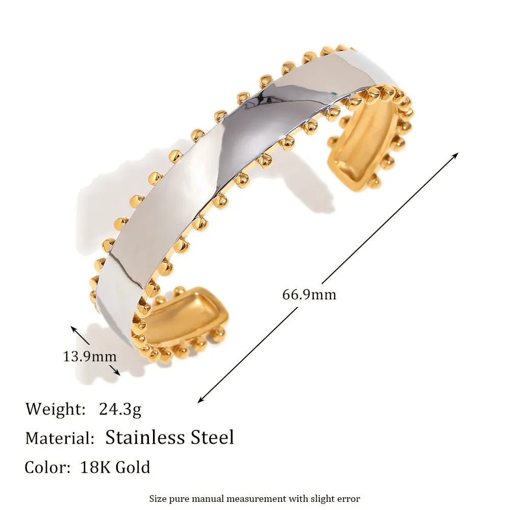 Geometric gold electroplated stainless steel jewellery set with earrings, bracelet and necklace