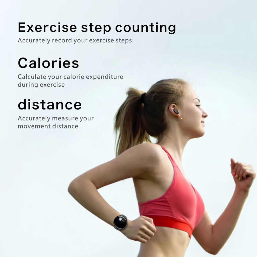 Black Bluetooth headset and smart bracelet combo showing detachable TWS earphones and sports watch display