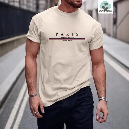 Men's loose fit pure cotton t-shirt with printed letter design in apricot colour.
