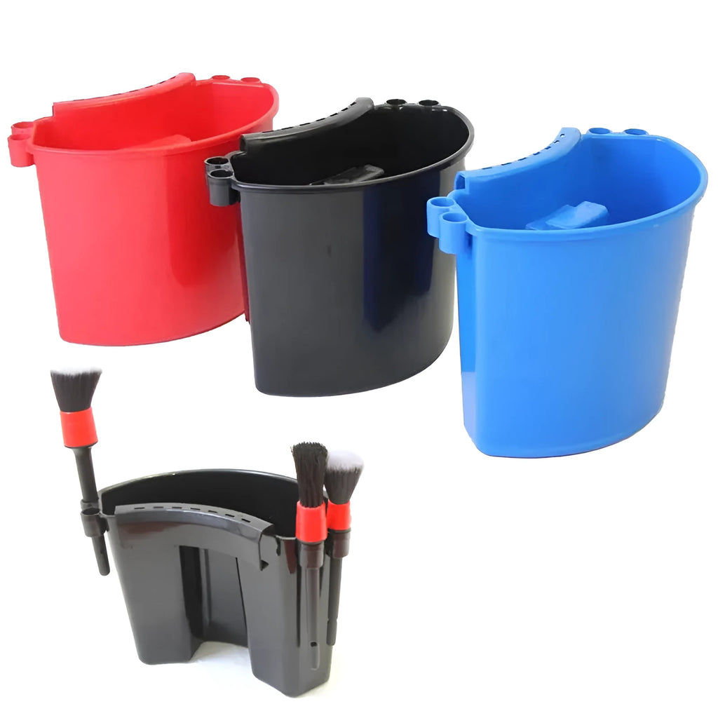 PP plastic car wash bucket in black, blue, pink, or red with 8-litre capacity