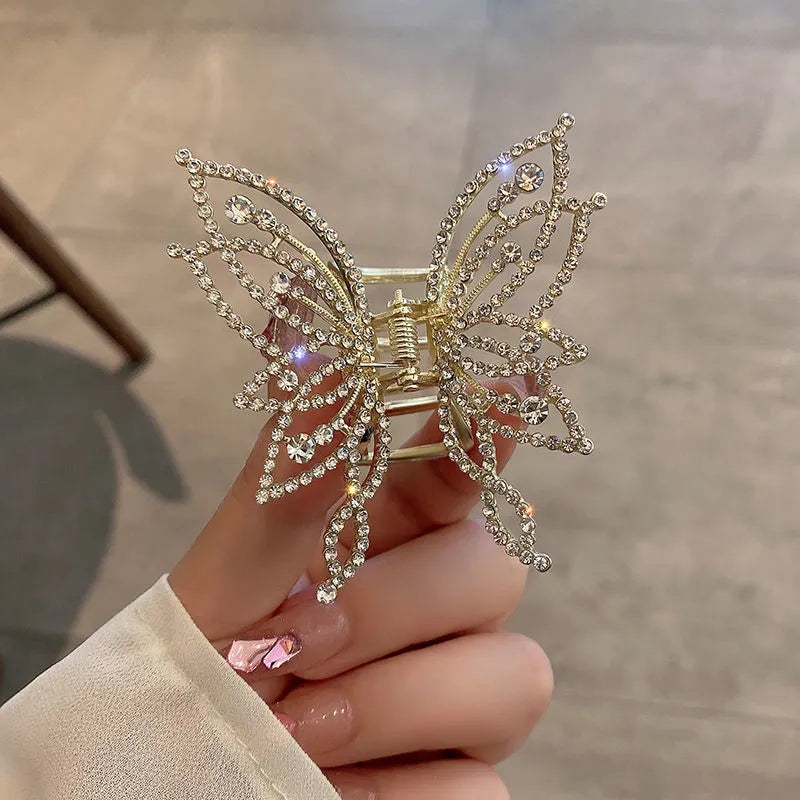 Butterfly decorative barrette hair clip for women in alloy with electroplated finish