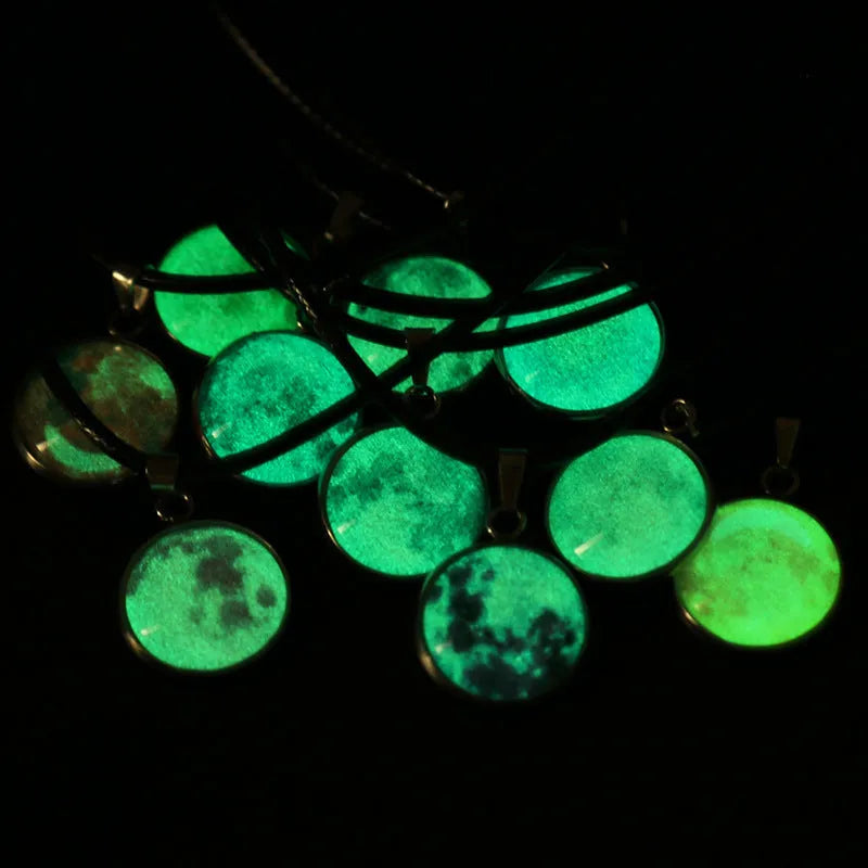 Christmas moon night sky luminous alloy pendant necklace with constellation design on adjustable chain
