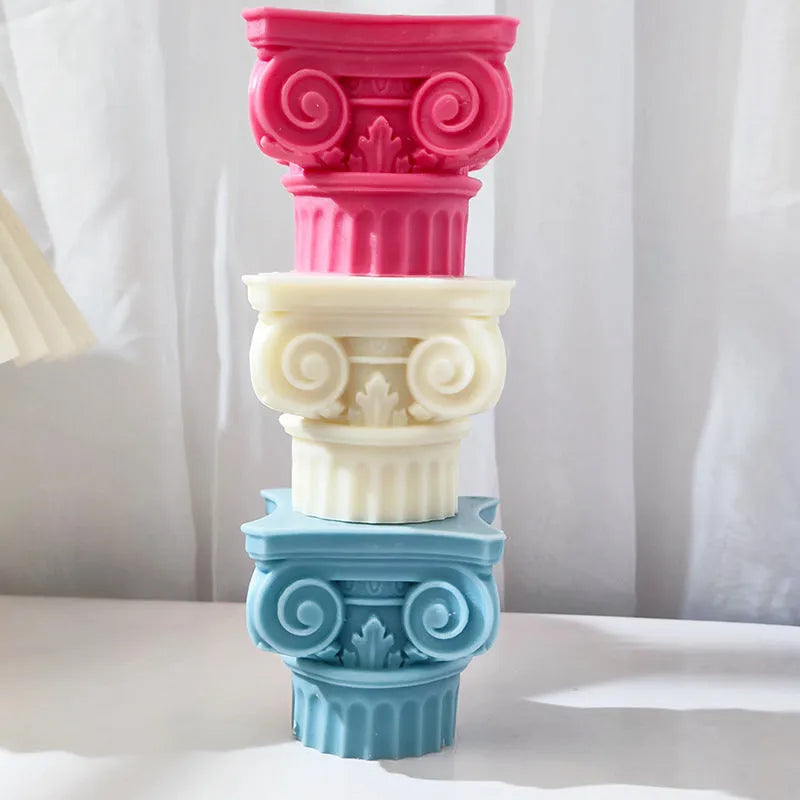 Roman pillar silicone mould measuring 27.1cm with irregular column shape