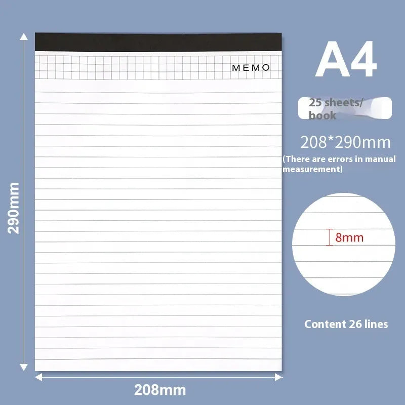 A4 tearable grid notebook with ivory white pages and paper cover for meeting minutes