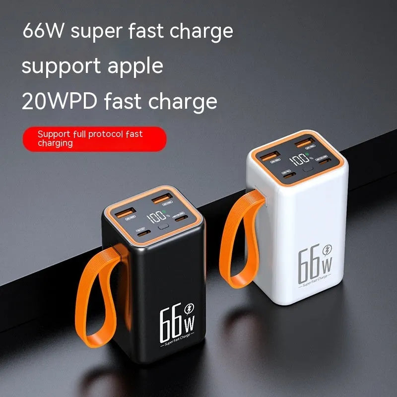 PD66W fast charge 20000 mAh power bank in black or white plastic shell