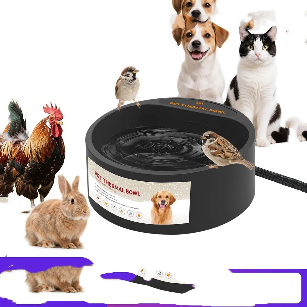 Black ABS pet heating bowl with 2.2 litre capacity for constant temperature food control