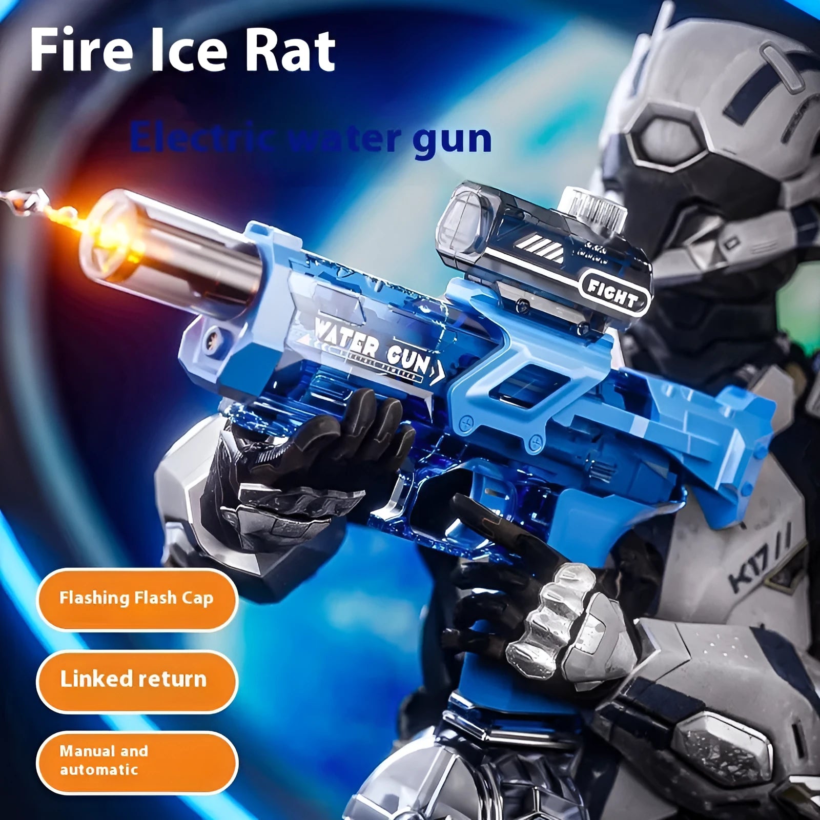 Electric water gun in plastic with high-pressure continuous pulse design