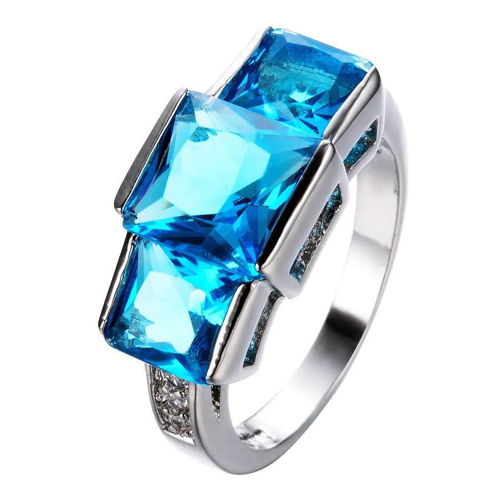 Geometric copper women's ring with an electroplated finish shown in multiple colour options on a white background.