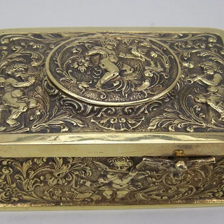 Gold alloy automatic pop-up bird box decoration on a tabletop, 10x6x4 cm
