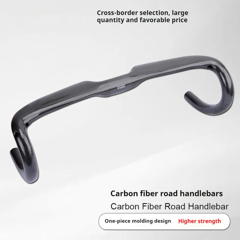 Carbon fibre road bicycle drop handlebars showing Black Grey Silver UD finish in 400mm width