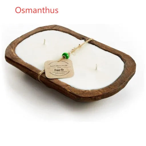 Wooden basin soy wax aromatherapy candle with triple wick and lavender scent option