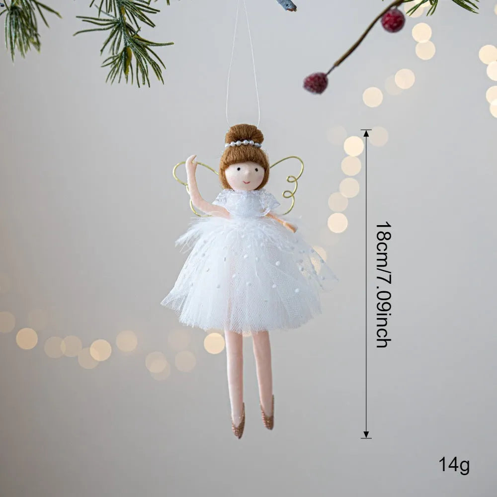 Pink and white cloth ballet girl angel plush doll with pendant design