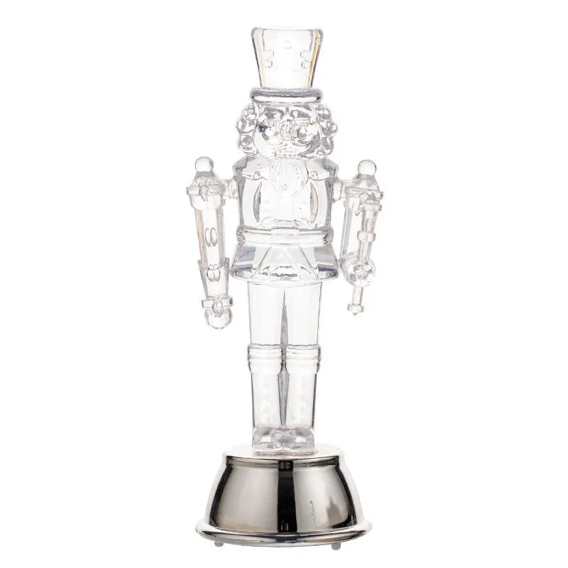 Transparent plastic walnut soldier nutcracker Christmas ornament in military uniform