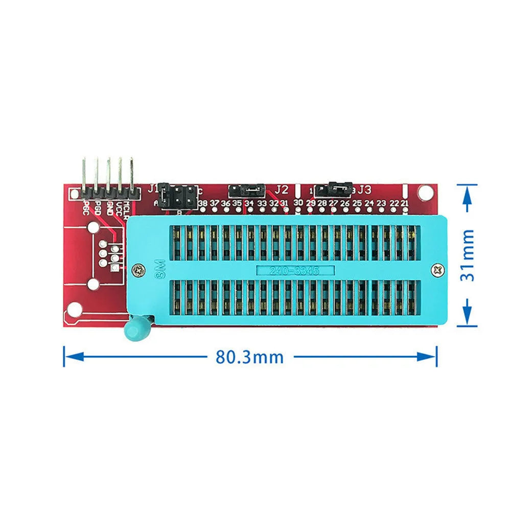 Offline simulation programmer burner unit for PIC microcontrollers with support for ICD2, KIT3, KIT3.5 sockets.