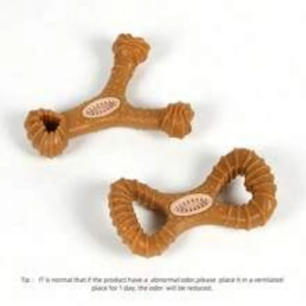 Durable rubber dog chew bone toy in Y-shape and 8-shape designs for teeth cleaning