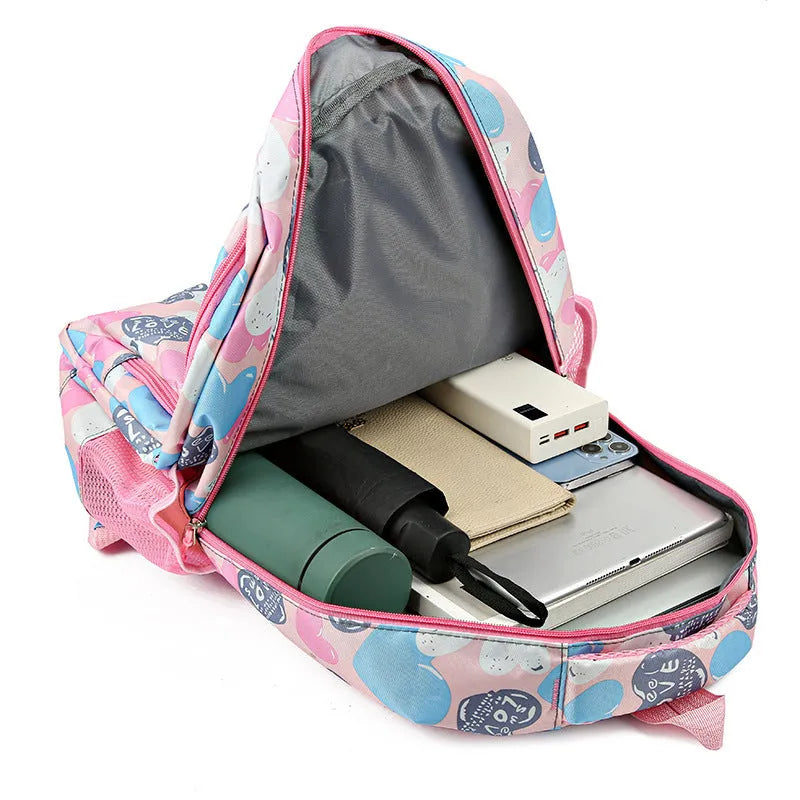 Student schoolbag with air pillow belt in blue colour option showing Oxford cloth construction