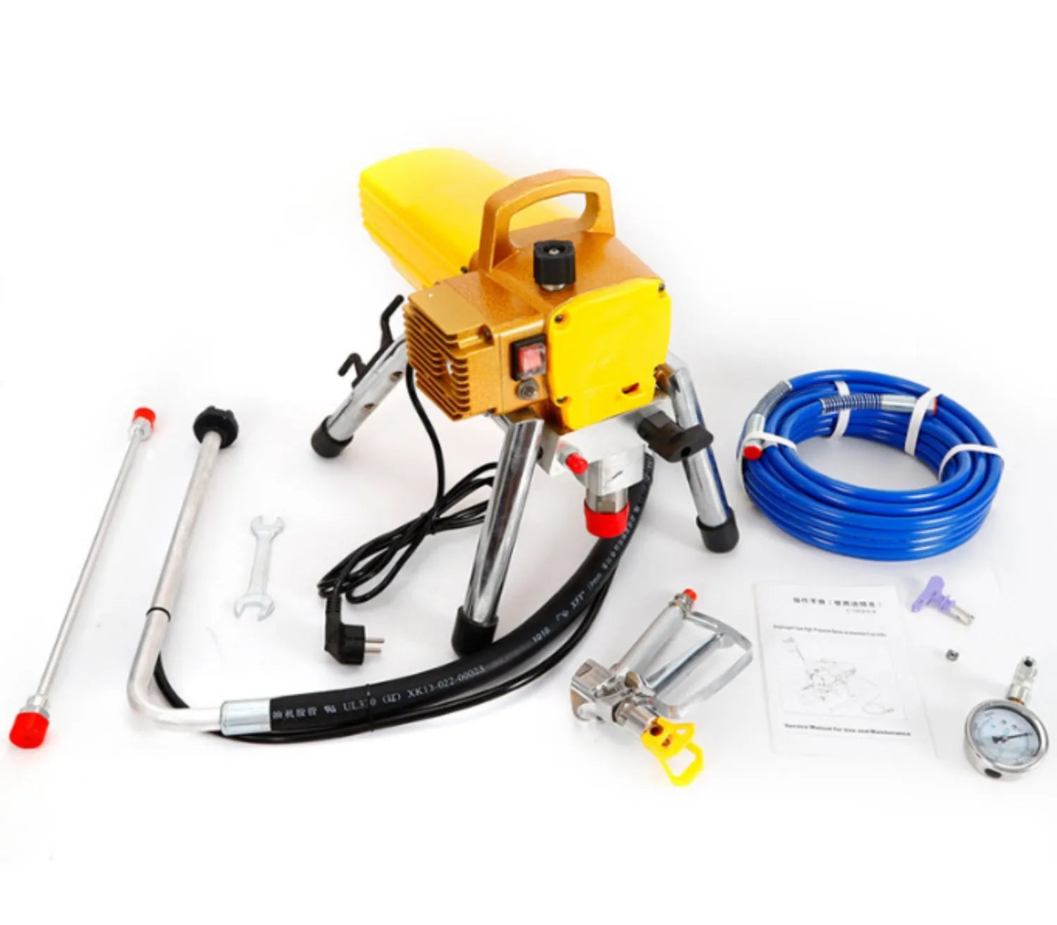 Blue portable electric airless spraying machine with spray gun and 50cm extension rod