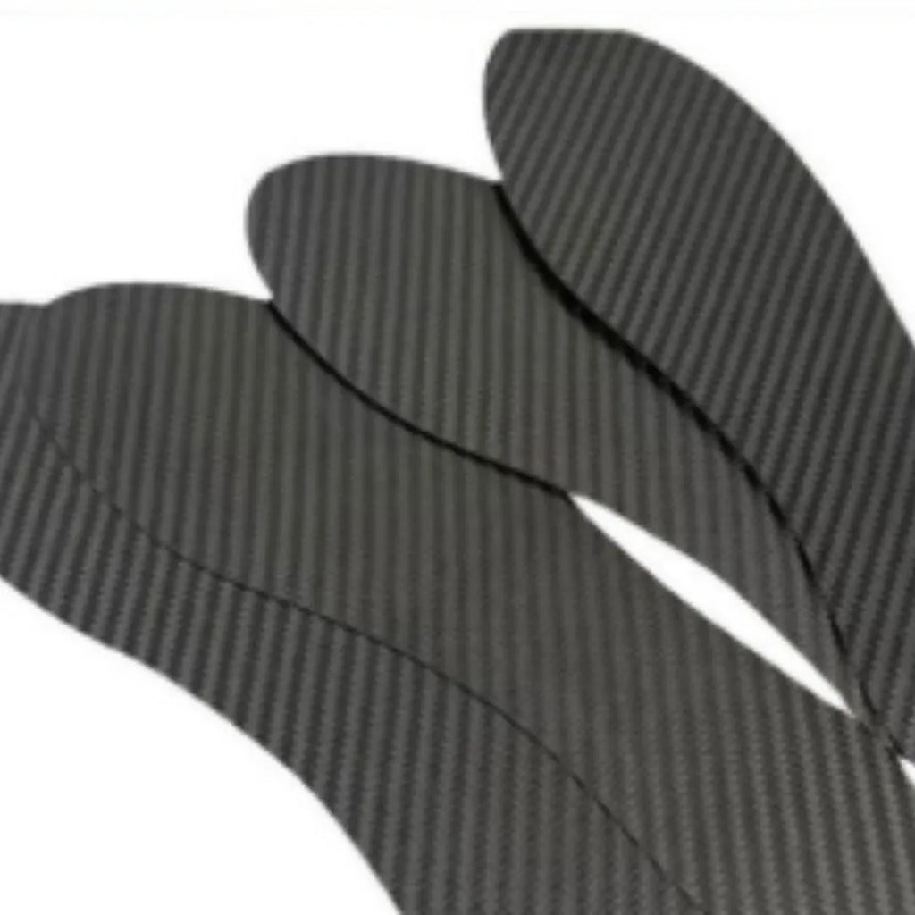 Black 3K carbon fibre running insoles for shock absorption in various sizes