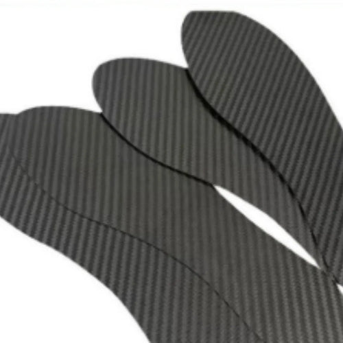 Black 3K carbon fibre running insoles for shock absorption in various sizes