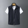 Men's hooded rabbit fur vest waistcoat coat in slim fit shown in army green colour.
