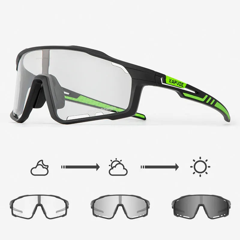 TR90 photochromic cycling sports goggles with a semi-rimless frame in one of 14 available colours.