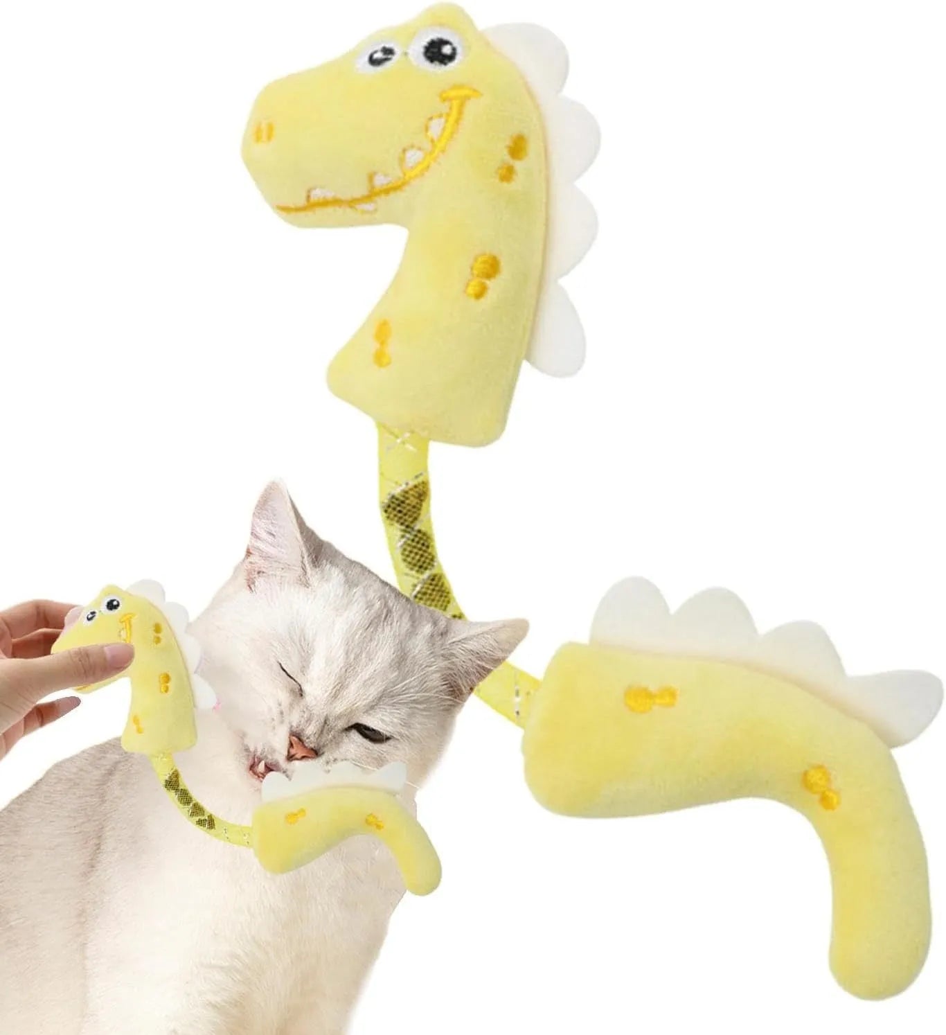 Bundle of four plush cat toys including chew, rope and catnip designs for indoor play