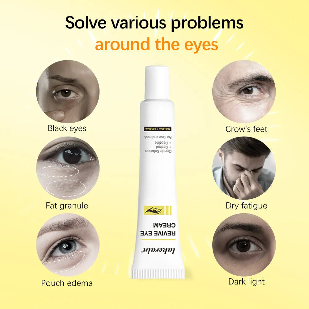 40ml tube of eye cream for treating dark circles, fine lines, and under-eye bags.