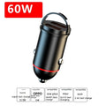 Black zinc alloy car charger for vehicle USB charging, showing compact size.