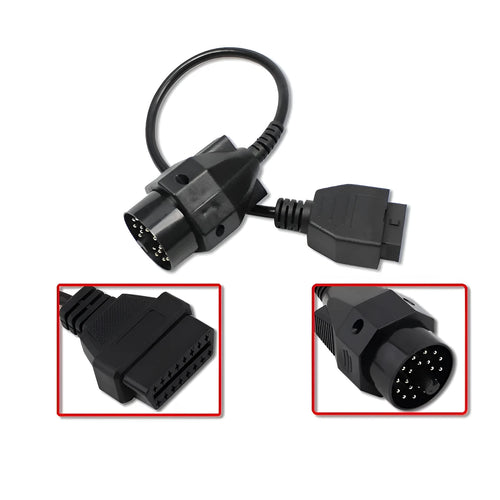 BMW OBD2 diagnostic adapter cable converting 20-pin connector to standard 16-pin OBD2 plug