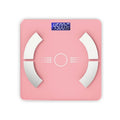 Smart Bluetooth body fat scale in white colour showing digital display with weight and body fat measurements