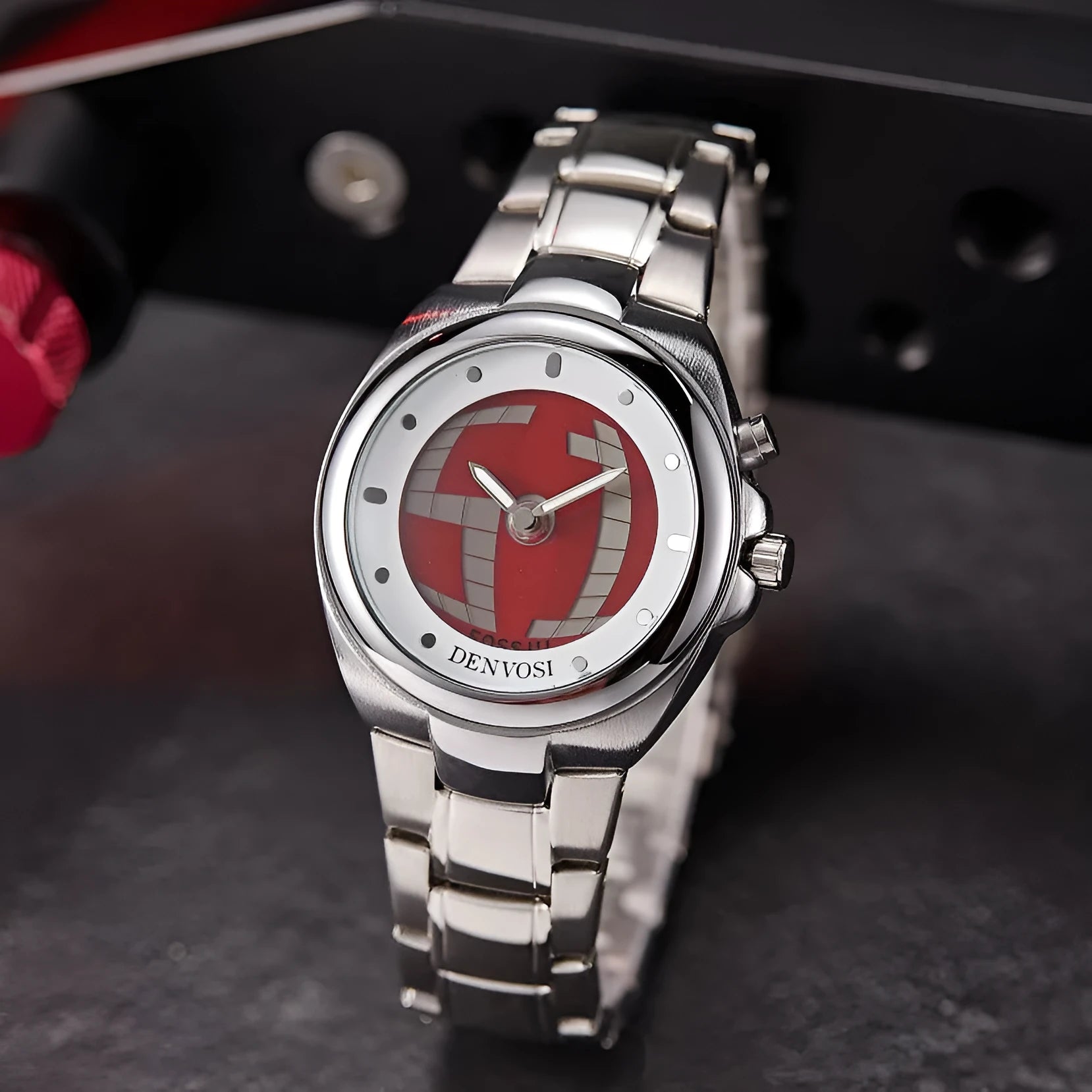 Y2K vintage digital watch with dual display LED screen and alloy strap