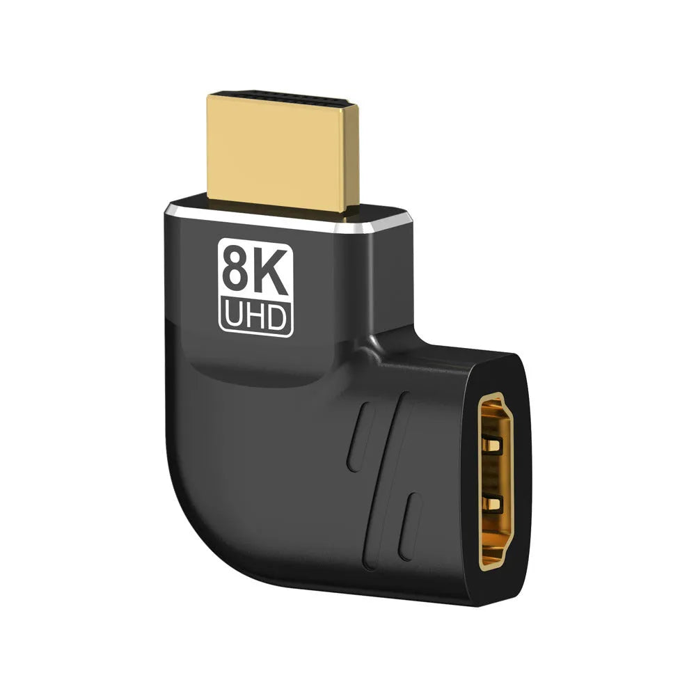 8K HDMI interface converter cable with gold-plated connectors and PVC housing on a desk