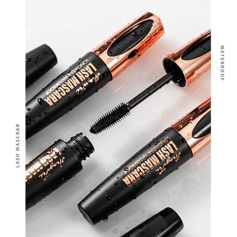 Black waterproof mascara with sweat-proof and smudge-resistant properties for thick curling lashes
