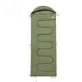 Outdoor camping cotton sleeping bag shown in ochre and olive green colour options