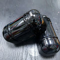 A pair of black wired infrared security detectors for 150-metre perimeter alarm systems.