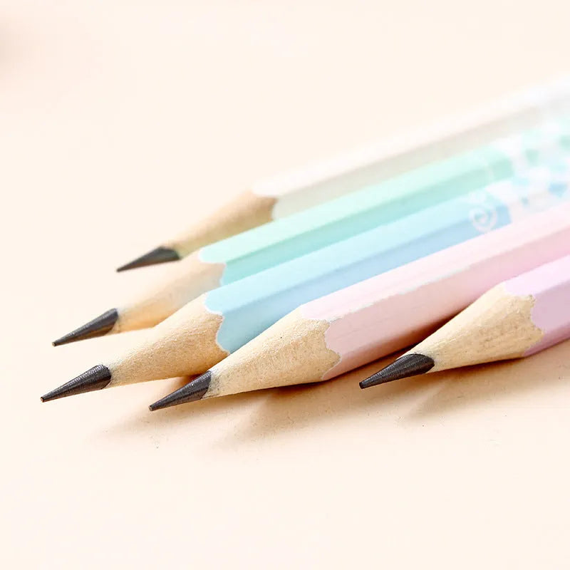 Basswood six-angle thermal transfer pencil with HB refill, shown in bulk packaging of 50 barrels.